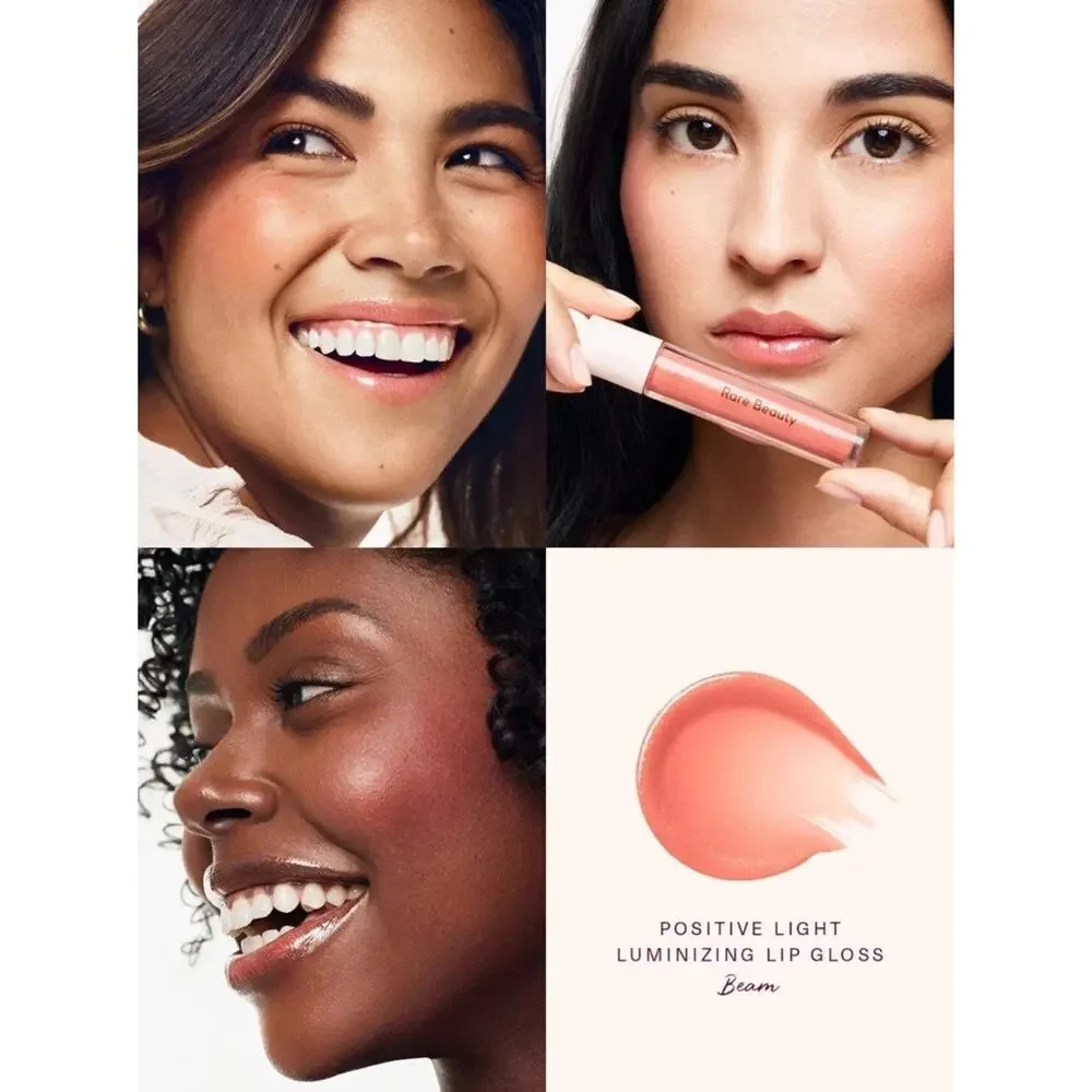 Rare Beauty Positive Light Luminizing Lip Gloss Beam Peachy Coral Shimmer